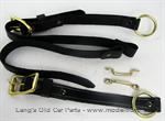 Model T Back curtain straps, black leather with brass buckle and footman loop - 7831STBL