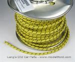 Model T Yellow wire with Black tracer, 12 gauge cloth covered, sold by foot - 5042WYB