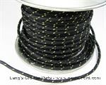 Model T Black wire wiith Yellow tracer, 14 gauge cloth covered, sold by foot - 5042WBKY