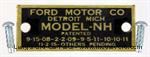 Model T (LATE) NH data plate,  - 6200DP