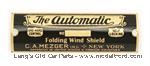 Model T “Automatic” Mezger Windshield Patent Plate, bras - 1865MZ